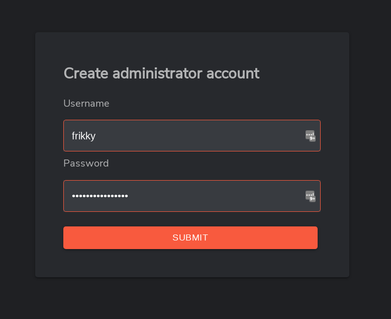 Admin account setup